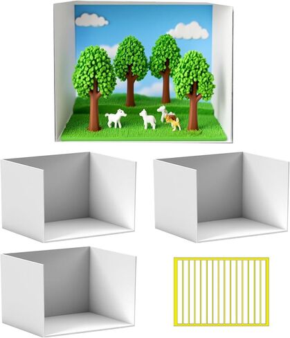 3 Pcs DIY Cardboard Diorama Display Kit – 11.8" x 8.7" x 8.3" Project Box with Double-Sided Tape, Ideal for Crafting Toys, School Projects & Model Scenes in Kuwait
