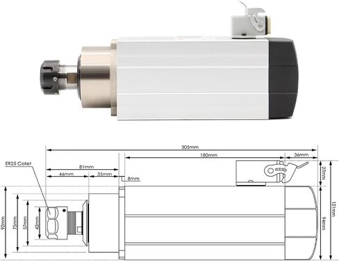 2.2kw ER25 air cooled spindle 300hz 18000rpm 4pcs ceramic ball bearings square 16mm & HY 2.2kw variable frequency drive(Ceramic Ball Bearing,220v) in Saudi Arabia
