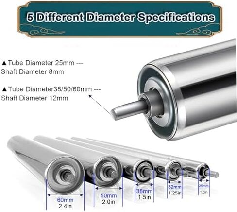 38mm Galvanized Steel Conveyor Roller, 2pcs, 1.5" Diameter, 6"-40" Length Options, Heavy-Duty Roller for Warehouse Loading Applications, Durable & Reliable in Saudi Arabia