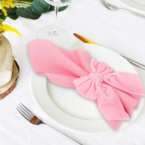 10Pcs Large Bow Napkin Ring Velvet Pink Bowknot Napkin Holder Chic Napkin Buckle Dinner Table Ring for Valentine's Day Wedding Party Table Decor in Saudi Arabia