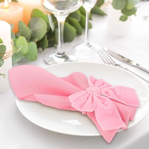 10Pcs Large Bow Napkin Ring Velvet Pink Bowknot Napkin Holder Chic Napkin Buckle Dinner Table Ring for Valentine's Day Wedding Party Table Decor in Saudi Arabia