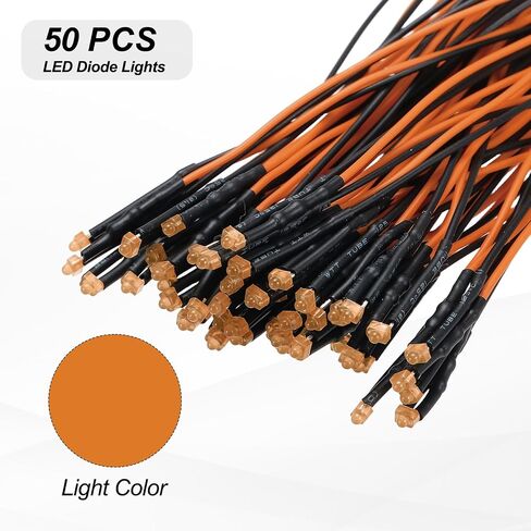 uxcell 50pcs 1.8 مم مصابيح الصمام الثنائي LED ، الضوء الأبيض الدافئ DC 12V قبل أن ينبعث منه LED LED السطوع العالي in Saudi Arabia