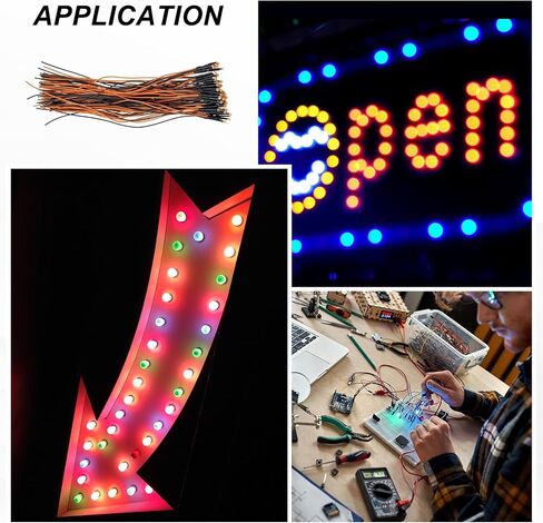 uxcell 50pcs 1.8 مم مصابيح الصمام الثنائي LED ، الضوء الأبيض الدافئ DC 12V قبل أن ينبعث منه LED LED السطوع العالي in Saudi Arabia