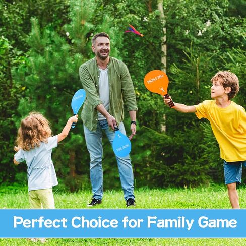 2 Beach Paddle Ball Sets - Funny Paddleball Rackets Game, Outdoor Sports Toys for Kids Adults Family Games Beach Yard Lawn Party Supplies (4 Paddles, 13 Birdies, 4 Balls, 2 Drawstring Bags) in Saudi Arabia