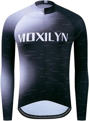 Men's Long Sleeve Cycling Jersey Quick Dry Breathable Reflective Biking Jacket Shirts with 3 Pockets UV Prodection in Saudi Arabia
