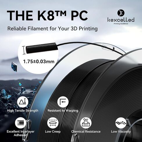 PC Filament 1.75mm 1kg,White Polycarbonate Filament 1.75 with Tough and Heat Resistant,PC 3D Printer Filament Dimensional Accuracy +/- 0.03mm in Saudi Arabia