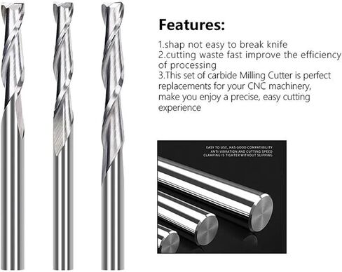 Sprial 2 Flute Flat Bottom 3.175 4 6 8 10 12mm Shank Carbide Bits Woodworking Tool 1Pcs(6x6x32x60L) in Saudi Arabia