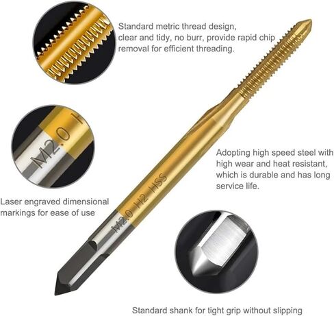 M1-M10 HSS Screw Thread Tap 6542 Coated Straight Flute Thread Tap Hand Tools 1Pcs(M10x1.5) in Saudi Arabia