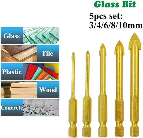 5pcs 1/4inch hex shank glass بتات زجاجية الحفر 3 4 6 8 in Kuwait