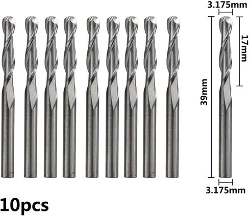 40Pcs/Set 2 Flute Flat Ball Nose Shank PCB Engraving Bits Set Carbide 3.175mm in Saudi Arabia