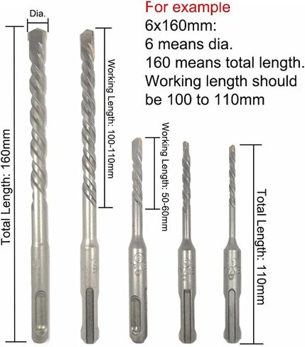 5pcs/set sds plus shank hammer refort slot slot slot tip 4 5 6 8mm electric hammer bits masonry concrete masonry 012 in Saudi Arabia