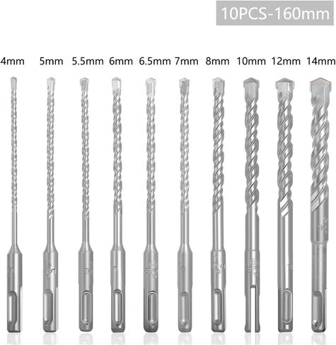 10Pcs Electric Hammer SDS Plus Drill Bit Set 160mm for Concrete Wall Brick Block Masonry Hole Saw Drilling Bits 4mm 5mm 6mm 018 in Saudi Arabia