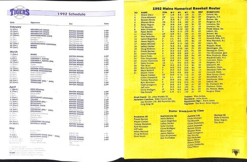 1992 LSU v Maine Baseball Program 3/28 Alex Box Stadium 86138b18 - College Programs in Saudi Arabia