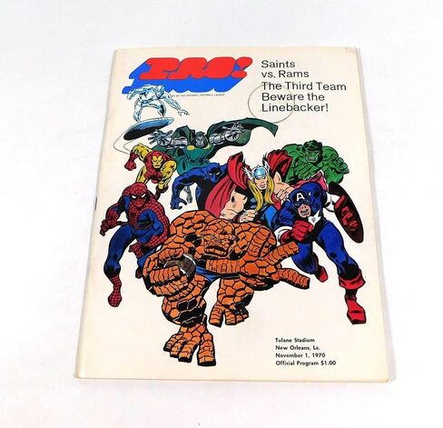 1970 Los Angeles Rams at New Orleans Saints NFL Football Marvel Program 11-1-70 - NFL Programs in Saudi Arabia