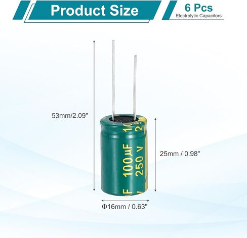 مكثف Meccanixity 6pcs مكثف كهربائي عالي التردد 100uf 450v مع قيادة شعاعية الألومنيوم 18 × 30 ملم تموج عالية المعاوقة المنخفضة in Saudi Arabia