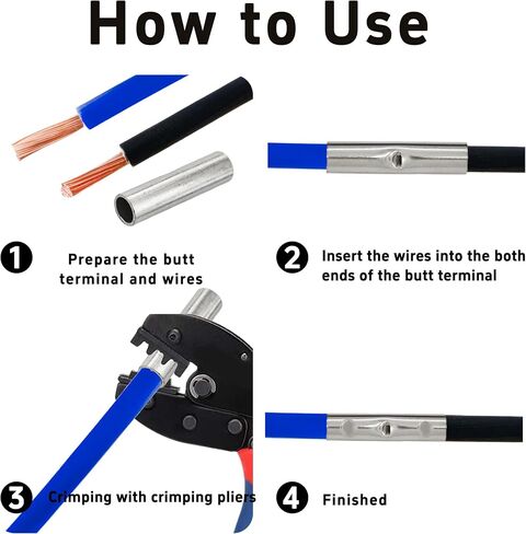100Pcs 22-18 AWG Non-Insulated Butt Connectors, Seamless Electrical Crimping Terminals, Bare Copper Crimp Splice Connectors for Reliable Electrical Wiring and Splicing in Saudi Arabia
