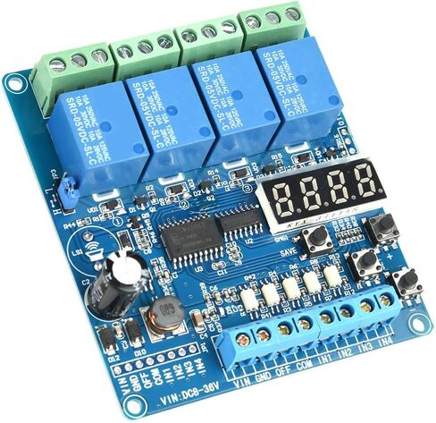 4 وحدة لوحة الترحيل متعددة الوظائف القناة مع مؤقت ، مفتاح DPDT 8-36V DC ، ترحيل تأخير الوقت القابل للتعديل لإلكترونيات السيارات الأتمتة الصناعية ، عزل Optocoupler مؤشرات حالة LED in Kuwait