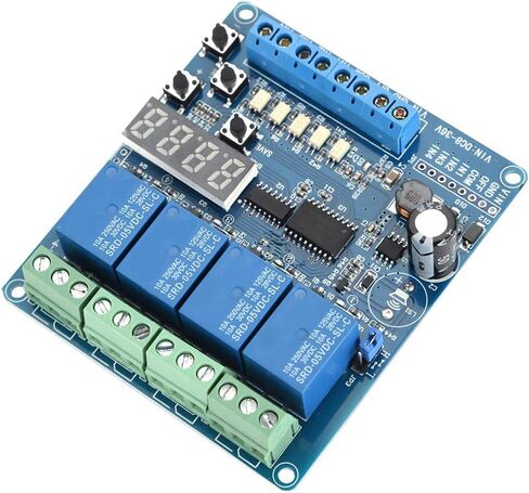 4 وحدة لوحة الترحيل متعددة الوظائف القناة مع مؤقت ، مفتاح DPDT 8-36V DC ، ترحيل تأخير الوقت القابل للتعديل لإلكترونيات السيارات الأتمتة الصناعية ، عزل Optocoupler مؤشرات حالة LED in Kuwait