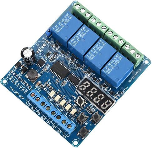 4 وحدة لوحة الترحيل متعددة الوظائف القناة مع مؤقت ، مفتاح DPDT 8-36V DC ، ترحيل تأخير الوقت القابل للتعديل لإلكترونيات السيارات الأتمتة الصناعية ، عزل Optocoupler مؤشرات حالة LED in Kuwait