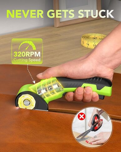 MAKEASY Cardboard Cutter, Rechargeable Electric Scissors, Box Cutter with a Replacement Blade, Rotary Cutter for Fabric, Carpet, Plastic and Leather, 3.6V, 1500mAh, 320RPM in Kuwait