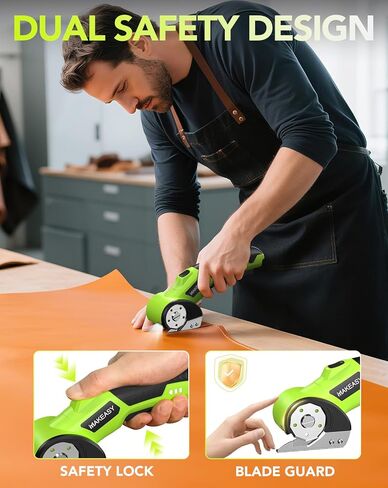 MAKEASY Cardboard Cutter, Rechargeable Electric Scissors, Box Cutter with a Replacement Blade, Rotary Cutter for Fabric, Carpet, Plastic and Leather, 3.6V, 1500mAh, 320RPM in Kuwait