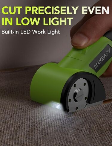 MAKEASY Cardboard Cutter, Rechargeable Electric Scissors, Box Cutter with a Replacement Blade, Rotary Cutter for Fabric, Carpet, Plastic and Leather, 3.6V, 1500mAh, 320RPM in Kuwait