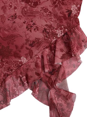 Verdusa Women's Cheetah Floral Ruffle Tube Top Y2K Strapless Backless Fitted Tops in Kuwait