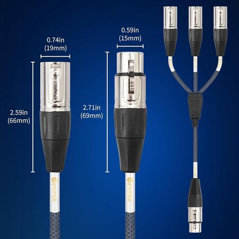 XLR 3 Way Splitter Cable, Devianl 1 Female to 3 Male XLR Split, Balanced Microphone 1 to 3 Cord Adapter Combiner, 2 FT in Saudi Arabia
