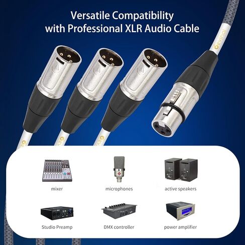 XLR 3 Way Splitter Cable, Devianl 1 Female to 3 Male XLR Split, Balanced Microphone 1 to 3 Cord Adapter Combiner, 2 FT in Saudi Arabia