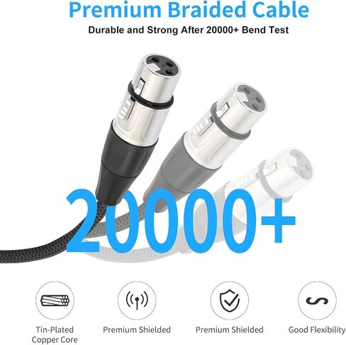 XLR 3 Way Splitter Cable, Devianl 1 Female to 3 Male XLR Split, Balanced Microphone 1 to 3 Cord Adapter Combiner, 2 FT in Saudi Arabia