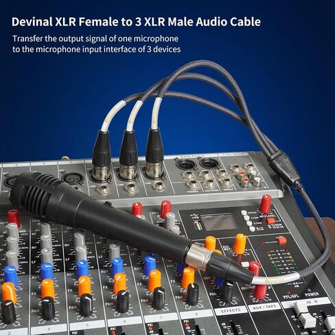 XLR 3 Way Splitter Cable, Devianl 1 Female to 3 Male XLR Split, Balanced Microphone 1 to 3 Cord Adapter Combiner, 2 FT in Saudi Arabia