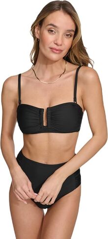 DKNY Women's Set ̶ U-Wire Bikini Top & Mid Rise Shirred Bottom with Tummy Control in Saudi Arabia