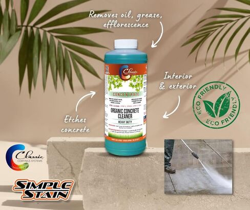 Classic Coatings | Eco Concrete Cleaner Concentrate | Indoor/Outdoor | Environmentally Safe, Non-Toxic, Easy to Use | Cleans Concrete, Driveways, Garage Floors, Stone, Bricks & More in Saudi Arabia