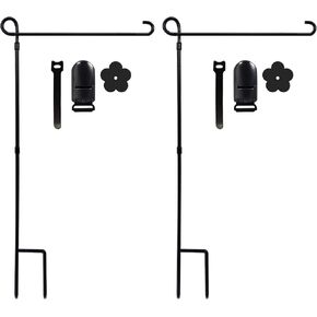 YEAHOME Garden Flag Holder Stand, 6mm Weather-Proof Yard Flag Pole Black Metal Powder-Coated Flagpole with Tiger Clip and Rubber Stopper for Garden Flags Outdoor Decoration in Kuwait