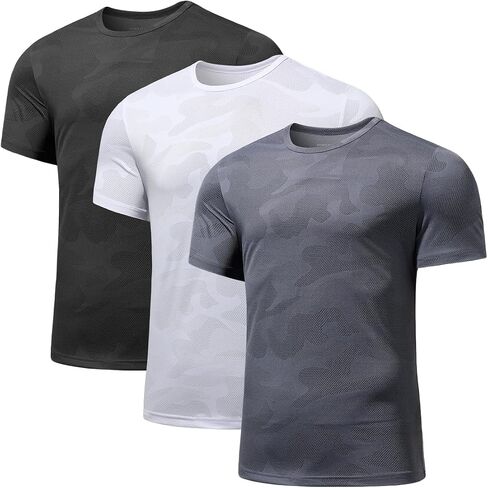 Arjen Kroos Men's Camouflage Jacquard Mesh Performance T-shirt Ice Dilek Moisture-Wicking Undershirt 3 Pack in Saudi Arabia