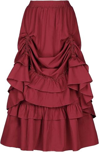 Allegra K Vintage Gothic Victorian Skirt for Women's Steampunk Ruffle Layered Drawstring Renaissance Cupcake Skirts in Saudi Arabia