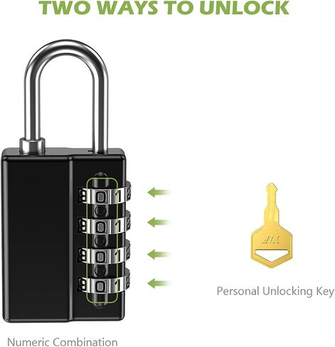 KeeKit Combination Padlock, 4 Digit Combination Lock with Keys, Resettable Waterproof Gate Lock for Locker, Gym, Fence, Case, School & Employee Locker, Toolbox – 4 Pack, 2 Keys, Black in Saudi Arabia