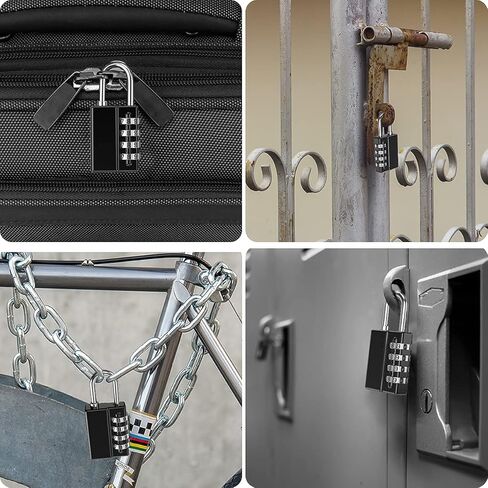 KeeKit Combination Padlock, 4 Digit Combination Lock with Keys, Resettable Waterproof Gate Lock for Locker, Gym, Fence, Case, School & Employee Locker, Toolbox – 4 Pack, 2 Keys, Black in Saudi Arabia