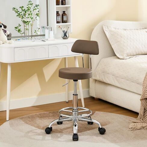 Height Adjustable Stool 19.5’’-26.6’’, Rolling Chair with Back and Footrest, Green Esthetician Stool Ergonomic (Green) in Saudi Arabia