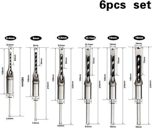 6pcs hss twist drill bits مربع أوجير مربع ثقب أدوات الحفر الخشبية مجموعة مجموعة الموسعة المنشار BH01 in Saudi Arabia