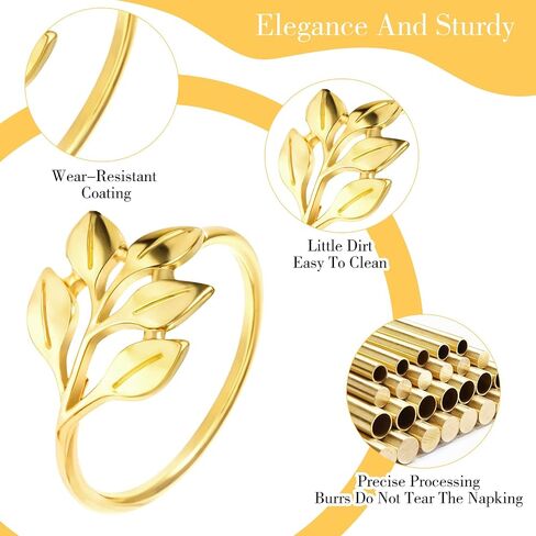 30 PCS Gold Leaf Fackin Rings ، حاملي حلقة منديل معدني ، نمط عتيق ، على شكل أوراق ، 2.1 بوصة ، مثالية لإعدادات الطاولة الرسمية وغير الرسمية ، الزفاف ، عيد الميلاد ، ديكور الحفلات in Saudi Arabia