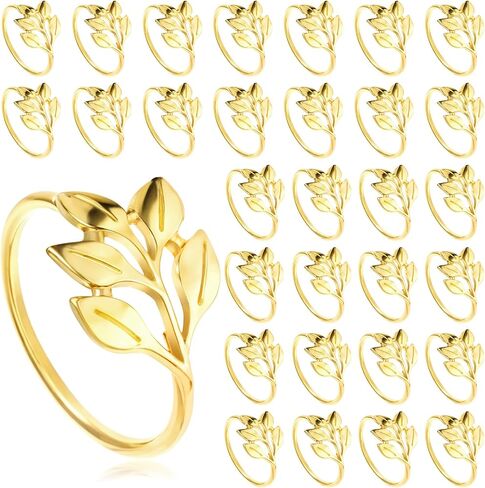 30 PCS Gold Leaf Fackin Rings ، حاملي حلقة منديل معدني ، نمط عتيق ، على شكل أوراق ، 2.1 بوصة ، مثالية لإعدادات الطاولة الرسمية وغير الرسمية ، الزفاف ، عيد الميلاد ، ديكور الحفلات in Saudi Arabia