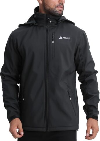 Men's Softshell Jacket,Fleece Lined Hooded Windbreaker Winter Outdoor Hiking Jackets for Men in Kuwait