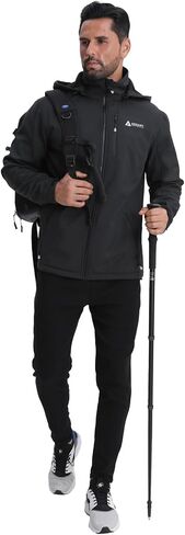 Men's Softshell Jacket,Fleece Lined Hooded Windbreaker Winter Outdoor Hiking Jackets for Men in Kuwait
