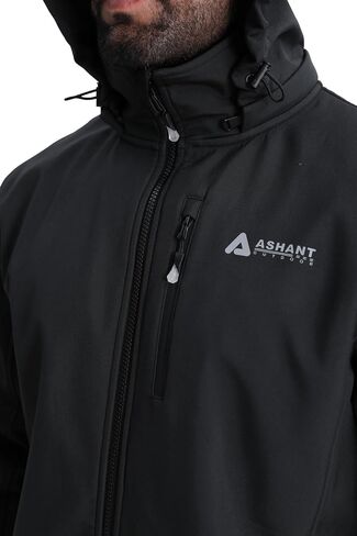 Men's Softshell Jacket,Fleece Lined Hooded Windbreaker Winter Outdoor Hiking Jackets for Men in Kuwait