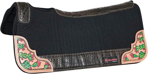 Hilason Western Wool Felt Horse Saddle Pad w/Weared Wear Leather | للخيول in Saudi Arabia