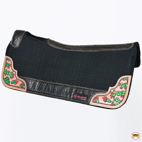 Hilason Western Wool Felt Horse Saddle Pad w/Weared Wear Leather | للخيول in Saudi Arabia