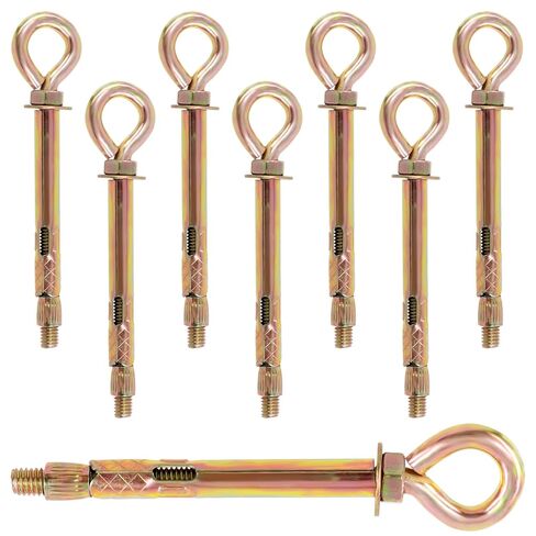 Swpeet 8Pcs M8 Thread Wall Concrete Brick Expansion Screws Closed Anchor Hook, Expansion Eyebolt Screws Bolts, Heavy-Duty Expansion Bolts with Eye Ring, Sleeve Anchor, Expansion Hooks in Saudi Arabia