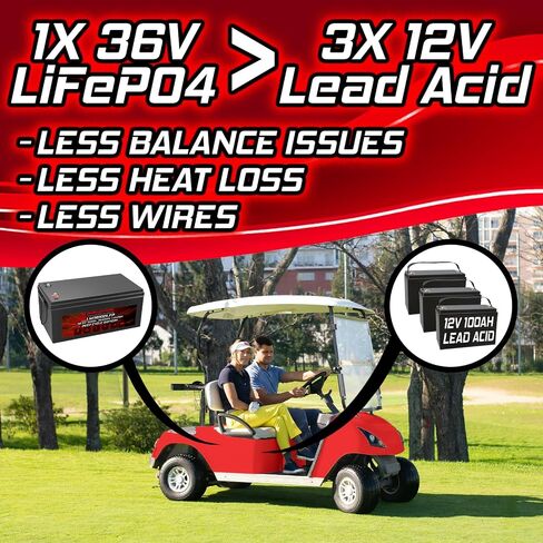 Banshee 36v 100ah Lithium Golf Cart Battery-دورة LifePo4 العميقة مع 100A BMS ، بطارية سريعة الشحن للزواج من Ezgo ، و Club Car ، و Yamaha Carts in Saudi Arabia