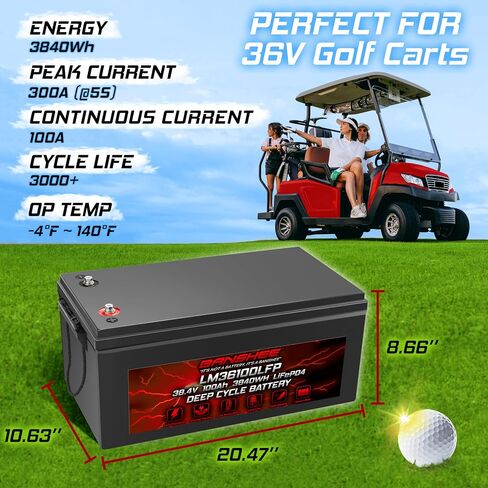 Banshee 36v 100ah Lithium Golf Cart Battery-دورة LifePo4 العميقة مع 100A BMS ، بطارية سريعة الشحن للزواج من Ezgo ، و Club Car ، و Yamaha Carts in Saudi Arabia